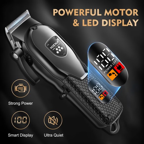 HIAN Professional Men's Hair Clipper Set, USB Charging with LED Display - Includes T-Blade Trimmer, Electric Shaver, Long-Life Battery, Ideal for Barbershops and Home Use, Perfect Holiday Gift, Father's Day Present - Image 3