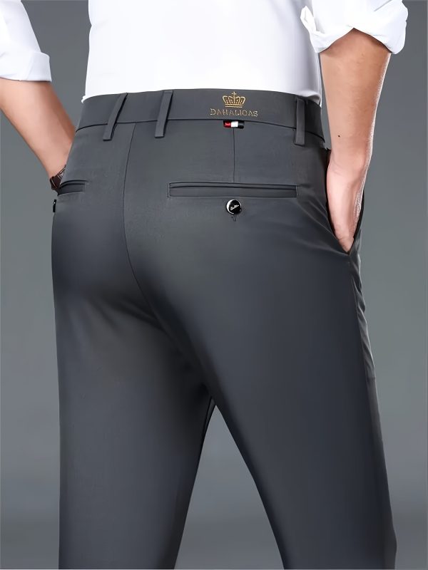3pcs Men's High-Elasticity Business Casual Dress Pants - Wrinkle-Free All-Season Wear, Machine Washable with Logo, Mid-Rise Regular Fit & Zipper Closure for Office & Formal Occasions, Professional Attire, Classic Style, Premium Stitching, Versatile Trousers, Corporate Wear - Image 5