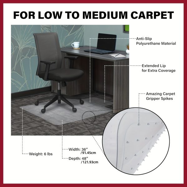 36"x 48" Office Chair Mat For Carpet, - Image 4