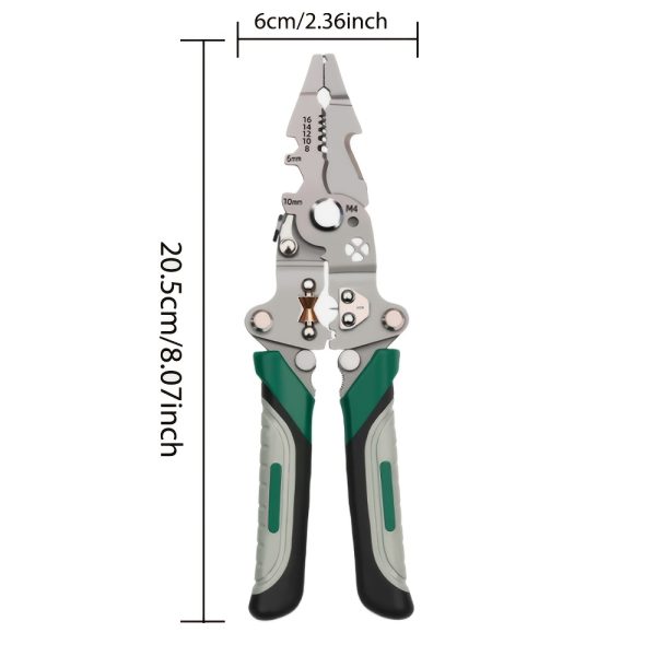 Versatile Electrician's Wire Stripper - Foldable, Multi-Function Tool for Stripping, Cutting & Crimping, Non-Slip Grip, Metal Construction - Image 10