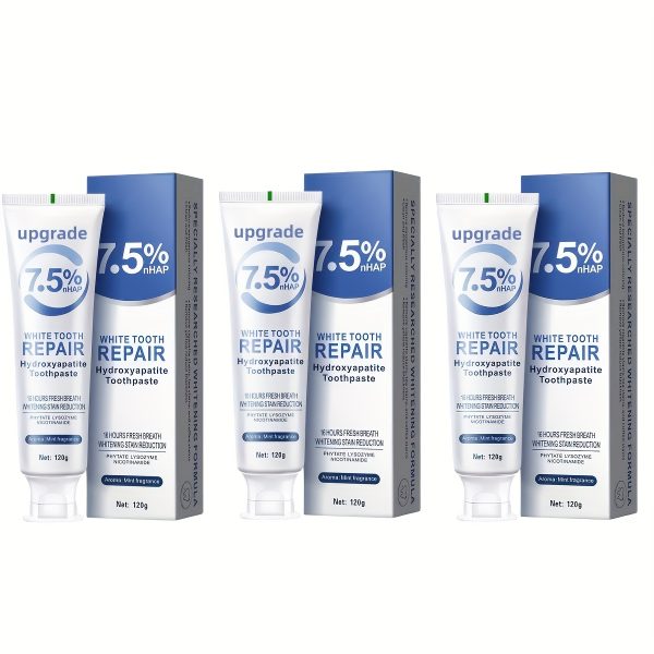 3pcs Hydroxyapatite Toothpaste, 7.5% Nano Whitening Toothpaste, Whitening Teeth, Refreshing Breath, Ideal Gift for Women, Suitable for Family And Travel - Image 2