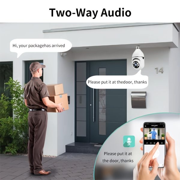 2pcs Smart HD WiFi Bulb Surveillance Camera, 360° Panoramic Monitoring, 1440P HD, with Motion Detection Alerts, Full-Color Day/Night Vision, Remote Two-Way Talk Via Smartphone, Protects Your Home/Yard/Shop Monitoring. - Image 7
