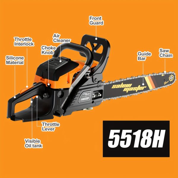 20-inch Gasoline Chainsaw, Wireless Handheld Saw, Used for Cutting Trees, Wood, Farmland, Gardens, Pastures And Forests - Saw Set - Image 3