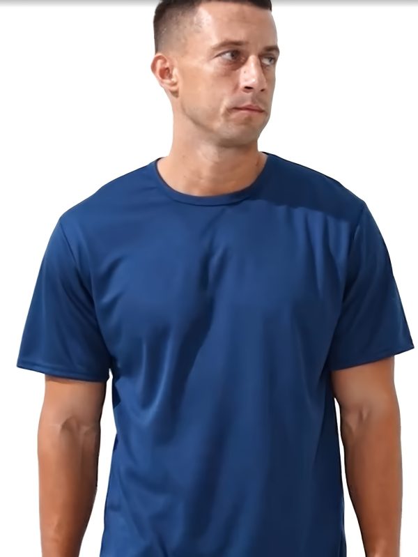 10pcs Men's Breathable Moisture Absorbent Quick Drying Sailor Neck Short Sleeve T-Shirts - Image 9