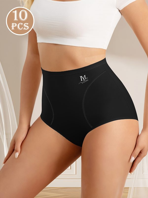 10-Pack MIOTAN Women's High-Waisted Tummy Control Seamless Panties - Image 3