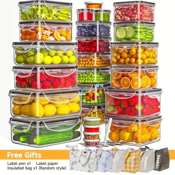 48pcs Food Storage Container Set, Fresh-Keeping Boxes, Easy-to-Secure Lids (24 Lids + 24 Containers)- Airtight Plastic Containers, Suitable For Pantry, Travel, Outdoor Picnics, Kitchen Organization, Comes With Labels And Marker - Image 3