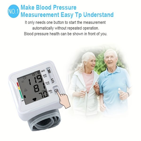 1pc TAIKON Wrist Blood Pressure Monitor with LCD Display, Adjustable Cuff, Pulse Rate Detection, and Irregular Heartbeat Alert - Battery Operated (Batteries Not Included), Blood Pressure Measurement | Comprehensive Display | Sound Playback Feature - Image 4