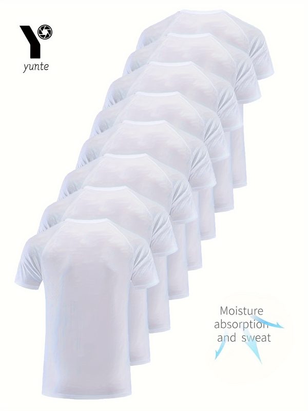 8pcs Men's Ultra-Light White T-Shirts Polyester - Image 2
