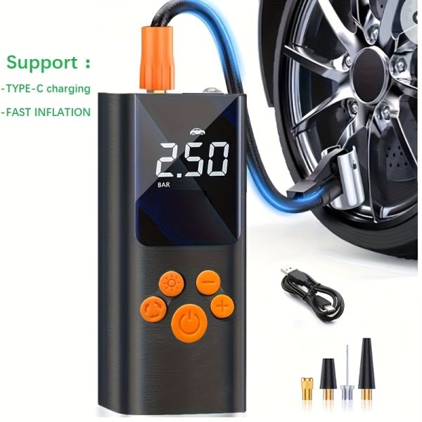 150PSI Cordless Tire Inflator Portable Tire Inflator, 150PSI Cordless Air Compressor with Digital Gauge & LED Light, USB Rechargeable, Fast Inflation for Cars, Bikes, Motorcycles & Sports Equipment, Air Pump for Car Tires - Image 11