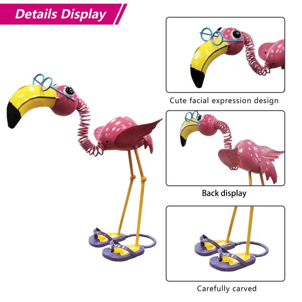 1pc Flamingo Metal Statue Garden Yard Art, Freestanding Quirky Bird Sculpture, Playful Beach-Themed Lawn Ornament, Electricity-Free Decorative Accessory for All Occasions - Image 10