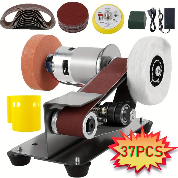 37pcs/107pcs 3-in-1 Mini Belt Sanding Machine -15 Degree Knife Sanding Machine, Electric Desktop Sanding Machine, 7 Adjustable Speed Buffer Polishing Machines, Suitable for DIY Metal And Wood Handicrafts, Tools, And Tool Polishing (with Kit) - Image 3