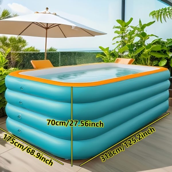 Super Large 3 & 4-Layer Heightened & Thick Inflatable Swimming Pool - Foldable PVC Sunscreen Material, Blue & White Rectangular Design with Smooth Surface for Patio, Beach, Camping & Outdoor Water Sports, Beach Swimming Pool | Quick Setup Pool - Image 3