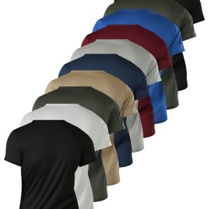 10pcs Men's Breathable Moisture Absorbent Quick Drying Sailor Neck Short Sleeve T-Shirts