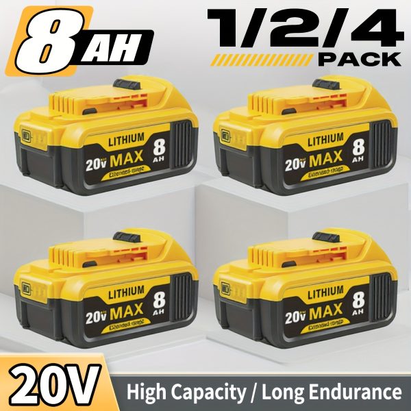 1-2-4 PACK 8.0Ah 20V Replacement For Dewalt 20V Max Battery