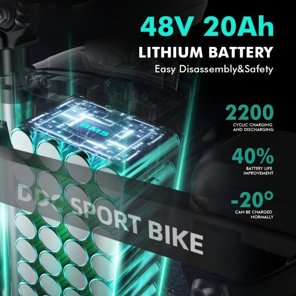 740W Peak Motor, 35-Mile Range, Electric Bike for Adults - Image 11