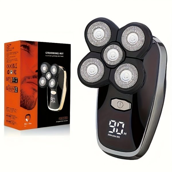 Electric Razor For Men Electric Head Hair Shaver LED Display -  Mens Cordless Rechargeable  Bald Head Razor ,five Blade Electric Shaver - Image 3