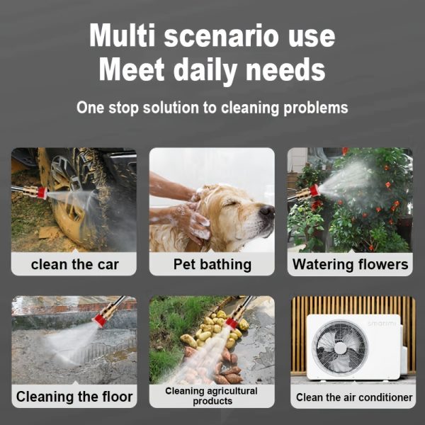 21V High Pressure Water Gun for Car & Garden Cleaning - Cordless Foam Sprayer with Adjustable Nozzle, Rechargeable Lithium Battery, Includes 4 Interchangeable Nozzles, 3 Spray Modes, Portable Power Cleaning Tool, Outdoor Use, Garden Cleaning Equipment | Sleek Cleaning Tool | Sturdy Plastic Gun, Water Sprayer - Image 9