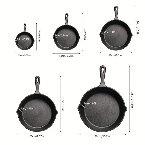 Cast Iron Skillet 3pcs-4pcs and 5pcs Cast Iron Skillet Set - Image 9