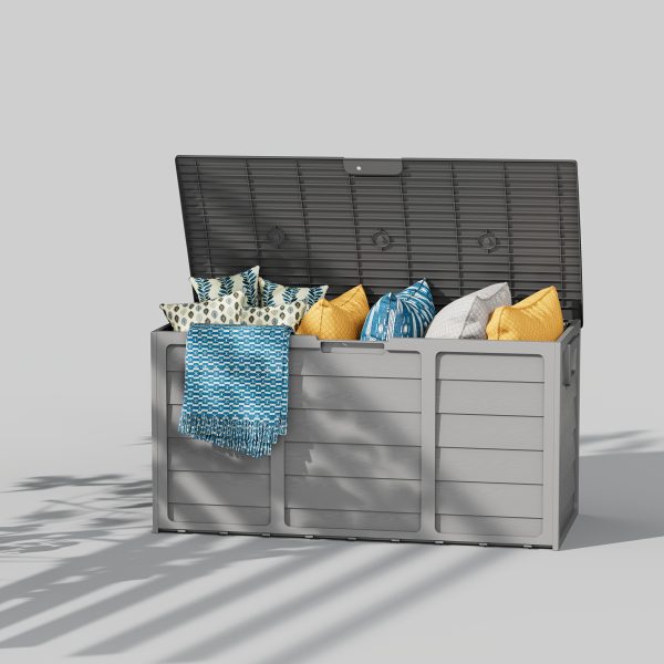 75 Gallon Resin Deck Storage Box with Handles, Storage Container for Home, Kitchen, Retail Stores, And Merchandise Organization, Box, Cabinet, Rack for Outdoor Storage - Image 7