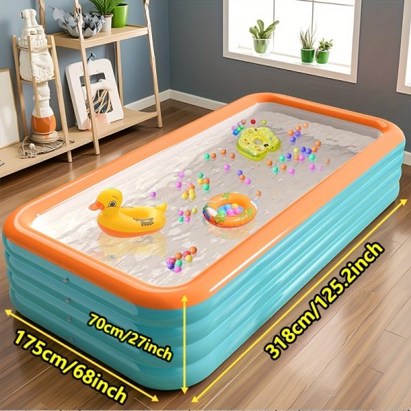 Super Large 3 & 4-Layer Heightened & Thick Inflatable Swimming Pool - Foldable PVC Sunscreen Material, Blue & White Rectangular Design with Smooth Surface for Patio, Beach, Camping & Outdoor Water Sports, Beach Swimming Pool | Quick Setup Pool - Image 4