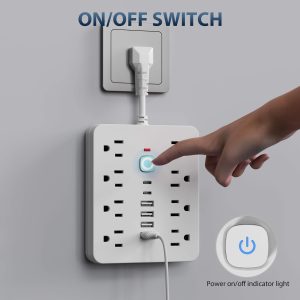 14-in-1 Power Strip Surge Protector with 8AC Outlets, 4USB & 2Type-C Ports | Multi Plug Outlet Expander, USB Wall Plug, Compact Desk Multi-plug Outlet | Flat Plug Design, Space-Saving Extension Cord for Home, Office And Kitchen