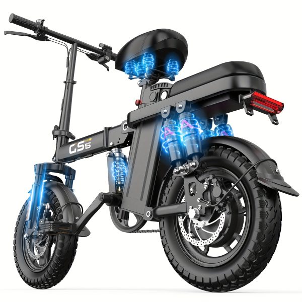Adult Folding Electric Bike 740W Peak Motor 20 MPH 35-Mile Range 48V Removable Battery 14" Compact Alloy Steel Frame Disc Brakes Black City Commuter E-Bike with High-Quality Accessories, Foldable Electric Bike, Urban Cycling, Sleek Design, Durable Build - Image 14