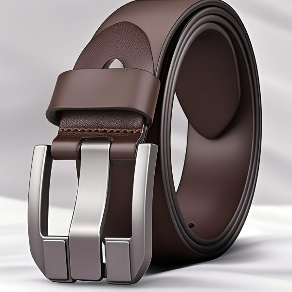 Men'S Genuine Leather Belt with Alloy Buckle - Stylish Black Design, Medium Width Suitable for Business and Casual Wear, Sweat-Resistant Technology, Perfect for Waist-Large Men, All-Season Use, Sports Jeans Accessory | Modern Buckle Design | Durable Alloy Buckle - Image 4