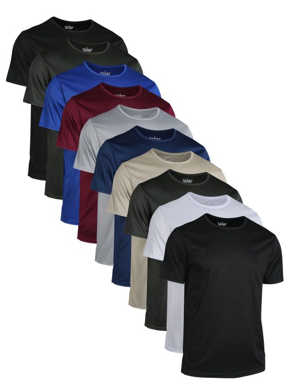 10pcs Men's Breathable Moisture Absorbent Quick Drying Sailor Neck Short Sleeve T-Shirts - Image 3