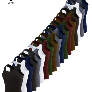 18pcs Men's Quick-Dry Moisture-Wicking Workout Tank Tops - Breathable Sleeveless Gym Shirts for Running, Training, Casual Wear - Assorted Colors (Navy, Black, White, Olive, Burgundy & More), Athletic Apparel | Round Neck Tank Top | Durable Sportswear, Gym Clothes