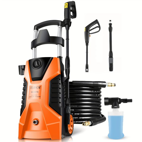 Electric Pressure Washer, 5000 PSI 2.8 GPM Power Washer With 33FT Extension Hose Reel, Pressure Adjustable (2500PSI-5000PSI), 4 Quick Connect Nozzles And Foam Cannon For Car/Fence/Patio (Blue) - Image 14