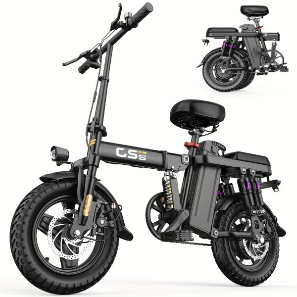 Adult Folding Electric Bike 740W Peak Motor 20 MPH 35-Mile Range 48V Removable Battery 14" Compact Alloy Steel Frame Disc Brakes Black City Commuter E-Bike with High-Quality Accessories, Foldable Electric Bike, Urban Cycling, Sleek Design, Durable Build - Image 8