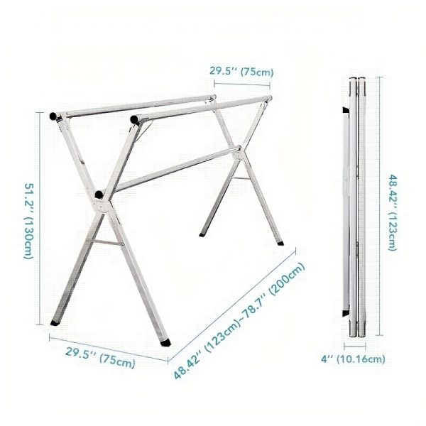 Clothes Drying Rack 78.7 Inches Folding Outdoor Indoor, Drying Rack Clothing Collapsible, Foldable Laundry Drying Rack, Heavy Duty Stainless Steel Clothesline, Drying Racks - Image 4