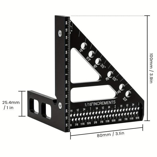 Precision Aluminum High-Accuracy Aluminum Alloy Precision 45/90 Degree Multi-Angle Measuring Ruler - Image 5