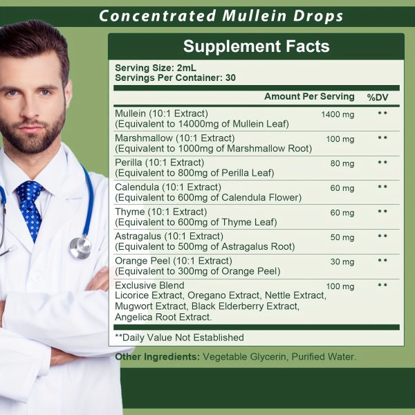 GPGP Greenpeple Mullein Drops for Lungs - Lung Health Supplement- Mullein Leaf Extract Liquid Tincture, Powerful Herbals Extract Formula for Breathing Comfort,Support for Respiratory, Immune, Digestive System, Natural Herbal Supplement, 2 FL OZ/60 ML - Image 6