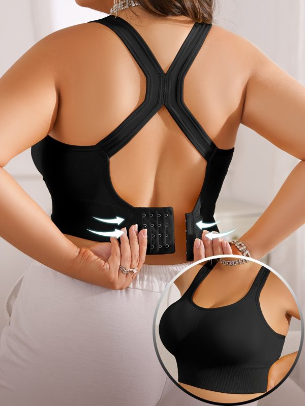 Plus Size Women's s Bra with Removable Pads - Breathable Anti-Sagging Wire-Free Design for Yoga - 10 Colors Available, Accessory, Racerback Style, Adjustable Straps, Medium Elasticity, Top, Seamless Style, Durable Construction, Lifestyle - Image 7