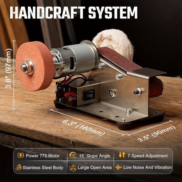 37pcs/107pcs 3-in-1 Mini Belt Sanding Machine -15 Degree Knife Sanding Machine, Electric Desktop Sanding Machine, 7 Adjustable Speed Buffer Polishing Machines, Suitable for DIY Metal And Wood Handicrafts, Tools, And Tool Polishing (with Kit) - Image 11