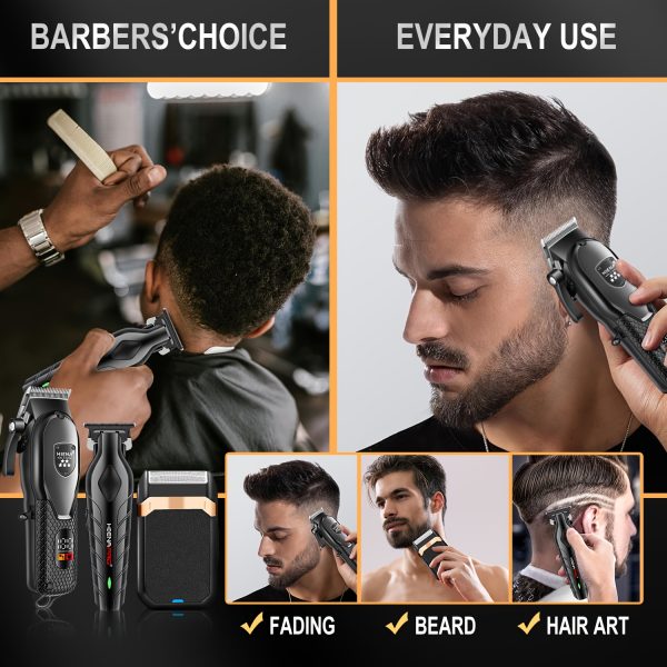 HIAN Professional Men's Hair Clipper Set, USB Charging with LED Display - Includes T-Blade Trimmer, Electric Shaver, Long-Life Battery, Ideal for Barbershops and Home Use, Perfect Holiday Gift, Father's Day Present - Image 9