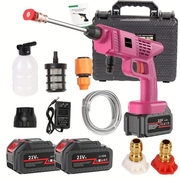 21V High Pressure Water Gun for Car & Garden Cleaning - Cordless Foam Sprayer with Adjustable Nozzle, Rechargeable Lithium Battery, Includes 4 Interchangeable Nozzles, 3 Spray Modes, Portable Power Cleaning Tool, Outdoor Use, Garden Cleaning Equipment | Sleek Cleaning Tool | Sturdy Plastic Gun, Water Sprayer - Image 6