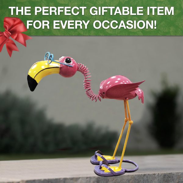 1pc Flamingo Metal Statue Garden Yard Art, Freestanding Quirky Bird Sculpture, Playful Beach-Themed Lawn Ornament, Electricity-Free Decorative Accessory for All Occasions - Image 7