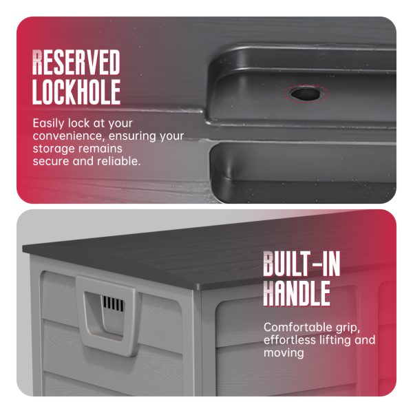 75 Gallon Resin Deck Storage Box with Handles, Storage Container for Home, Kitchen, Retail Stores, And Merchandise Organization, Box, Cabinet, Rack for Outdoor Storage - Image 6