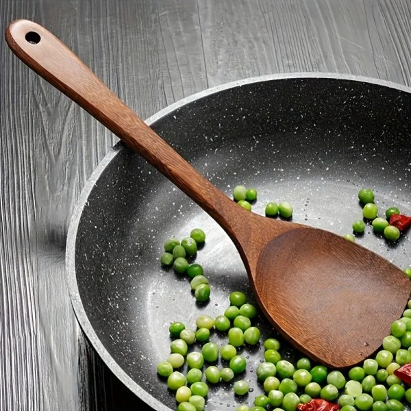 10pcs Quality Teak Cookware Set - Non-stick Friendly, Heat Resistant, Ergonomic Handle, Comfortable Grip - Perfect for Stirring, Baking, Serving And Easy Cooking - Image 4