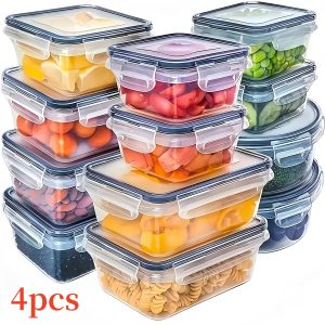 8pcs Multi-Size Transparent Food Storage Containers with Tightly Sealed Lids - Perfect for Fruits, Vegetables, Meat & More - Microwave Safe, Reusable Polypropylene Kit for Kitchen Organization | Sleek Storage Design-The Perfect Gift-Mother's Gift