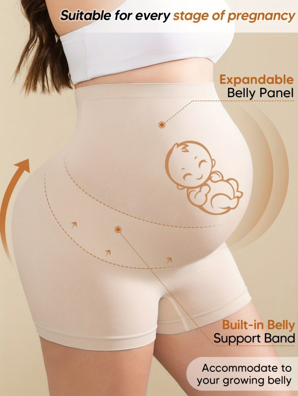 Women'S High-Waist High-Stretch Belly Support Fabric with Abdominal Functionality, Ribbed Back Support Maternity Shorts, Comfortable and Breathable Suitable for the Full Pregnancy Cycle, Maternity Clothing|Breathable Fabric|Elastane Fabric - Image 2