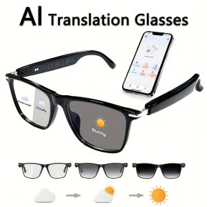 AI Smart Glasses, Supports 160 Languages Real-Time Translation, New Multifunctional Audio Glasses with Built-in Microphone and Speaker, HD Voice Calls & HIFI Music Quality, Music Playback and Hands-Free Calls, Physical Color Changing Lenses, High-Quality, Suitable for Comfortable Cycling, Safe Driving, Fun Fishing, Relaxation Travel, and Daily Office Wear, Holiday Gift