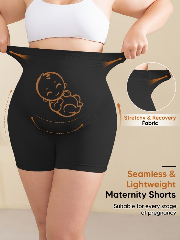 Women'S High-Waist High-Stretch Belly Support Fabric with Abdominal Functionality, Ribbed Back Support Maternity Shorts, Comfortable and Breathable Suitable for the Full Pregnancy Cycle, Maternity Clothing|Breathable Fabric|Elastane Fabric - Image 7