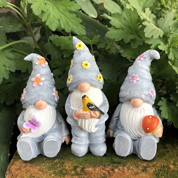 Resin Gnome Garden Statue: 3-Piece Set, American Rustic Style, Suitable for Indoor and Outdoor Use, No Electricity Required, Brand: Yi Zhitan - Image 3