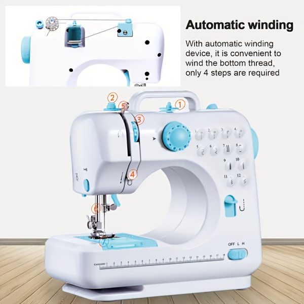 Light Purple Electric Home Sewing Machine with 12 Built-in Needles, Overlock Stitch, Button Sewing & Thread Winding - 110V-240V US Plug, Compact Design for Home, School, Daily Sewing - Ideal Mother's Day Gift, Fabric Crafts, Stylish Appliance, Durable Construction, Craft Lovers - Image 7