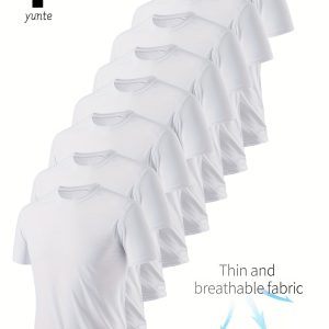 8pcs Men's Ultra-Light White T-Shirts Polyester