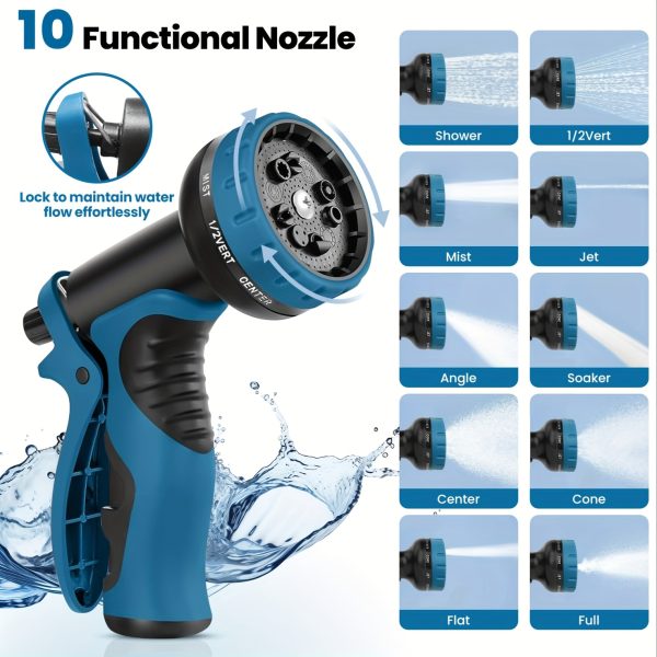 100ft Garden Hose With 10-Function High-Pressure Spray Nozzle, Lightweight, Non-Expandable Water Hose For Yard, Lawn, Car Wash & Outdoor Use, 25/50/75/100FT Choosable - Image 4