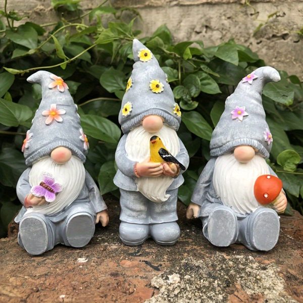 Resin Gnome Garden Statue: 3-Piece Set, American Rustic Style, Suitable for Indoor and Outdoor Use, No Electricity Required, Brand: Yi Zhitan - Image 2